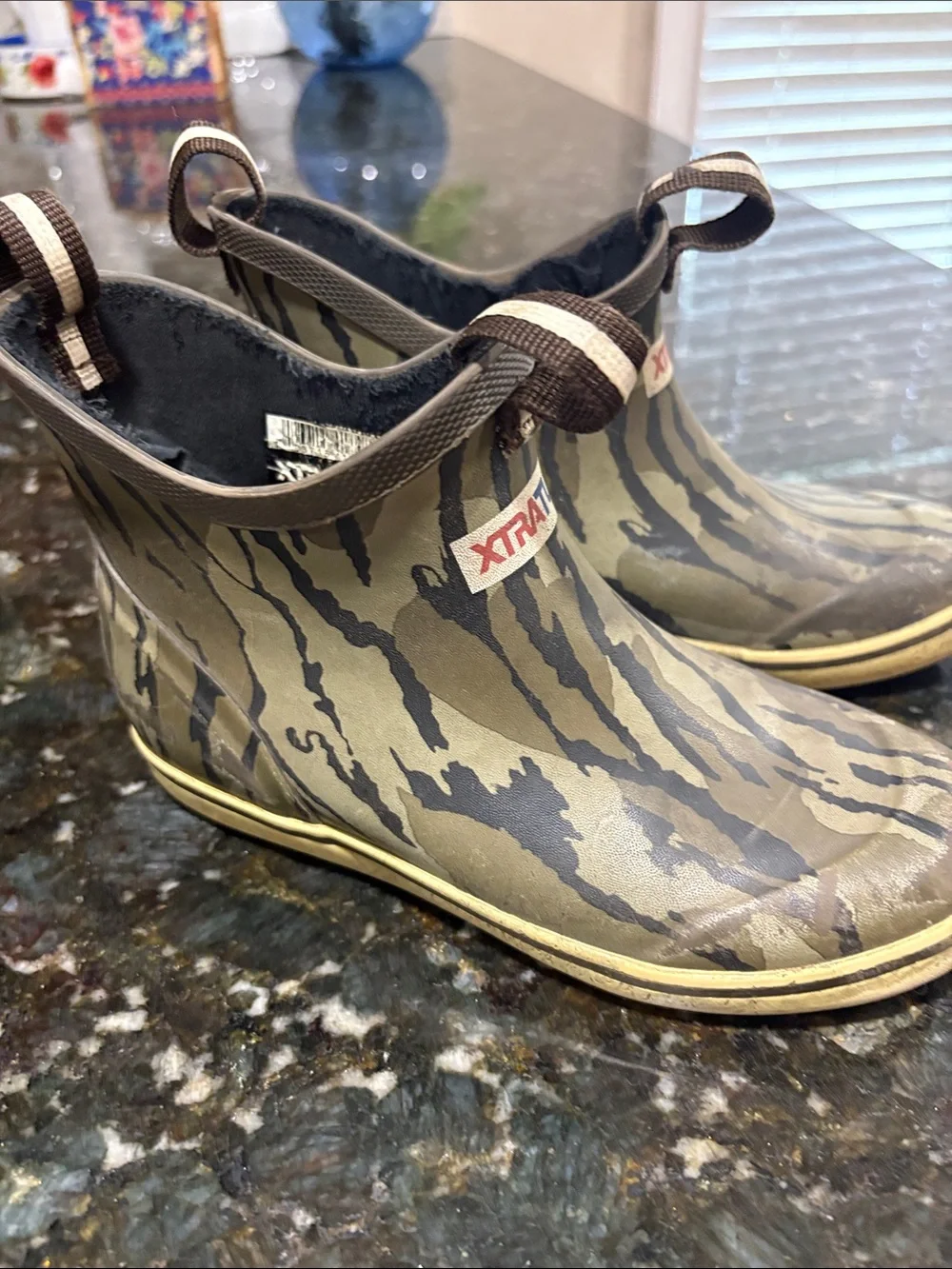 XTRATUF Kids' Green Camo Pull-On Rain Boots
